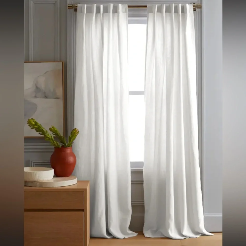 Quince 48x96 white Linen Light filtering curtain